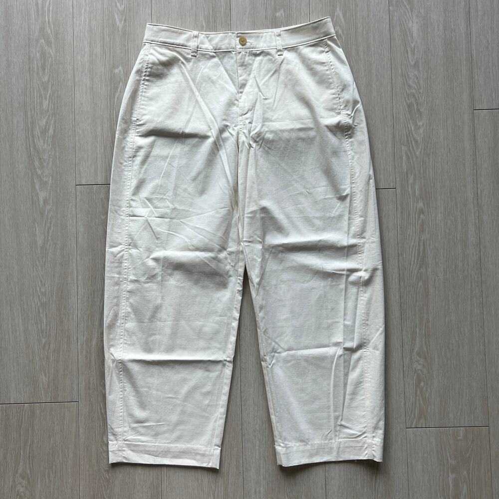 J Crew Barrel Leg Pant In Cotton Blend Size 29 Natural Flaws